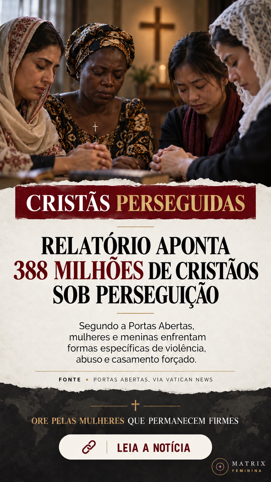 Arte com mulheres cristãs reunidas em oração
