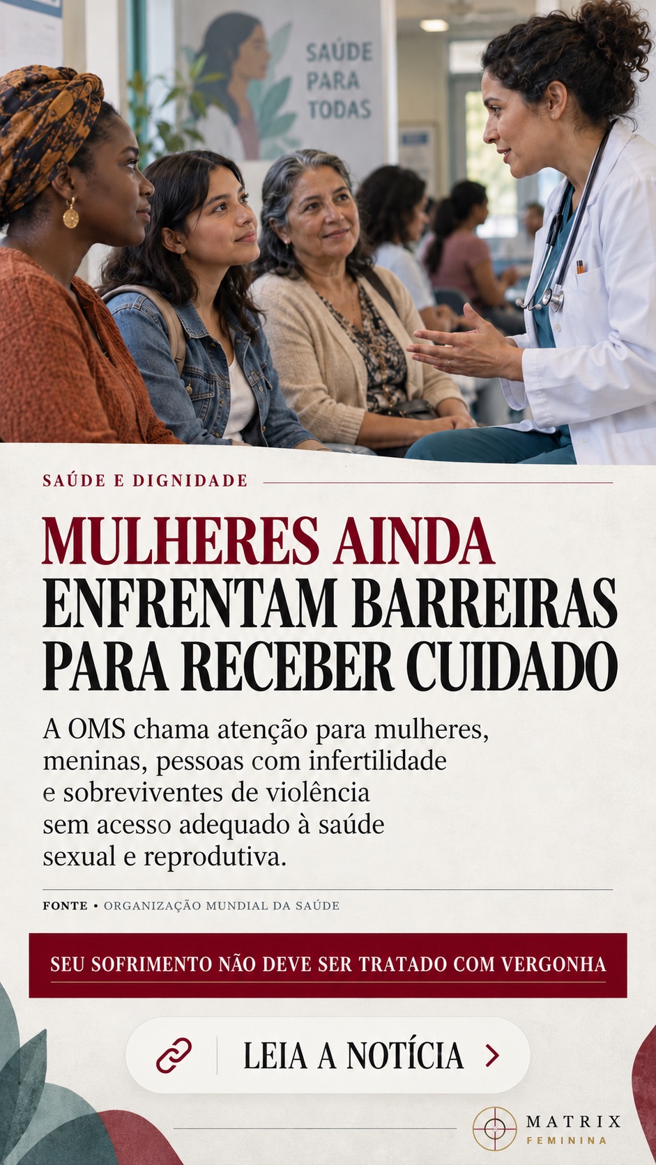 Arte sobre mulheres recebendo orientação de saúde